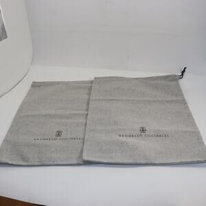 Set of 2 Brunello Cucinelli Gray Dust Bags 15x12 Designer Shoe Storage